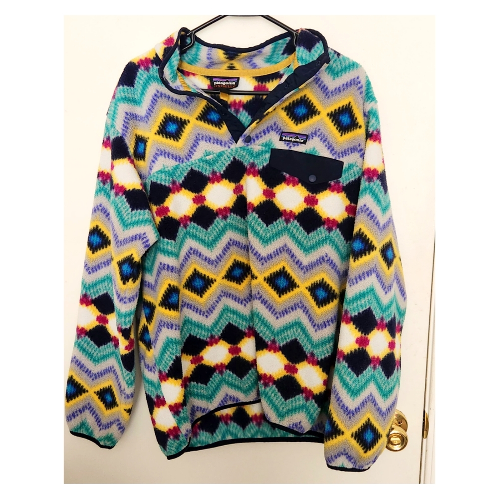 Patagonia Women's Synchilla Snap-T Fleece Pullover. Timber Twist/ Nazy Blue.